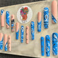 Blue LV bandana press on nails