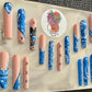 Blue LV bandana press on nails