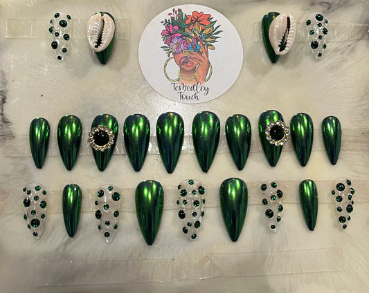 Green Chrome Spinner Nails