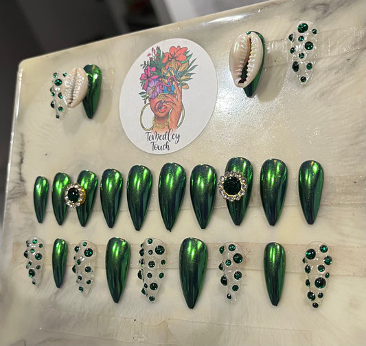 Green Chrome Spinner Nails