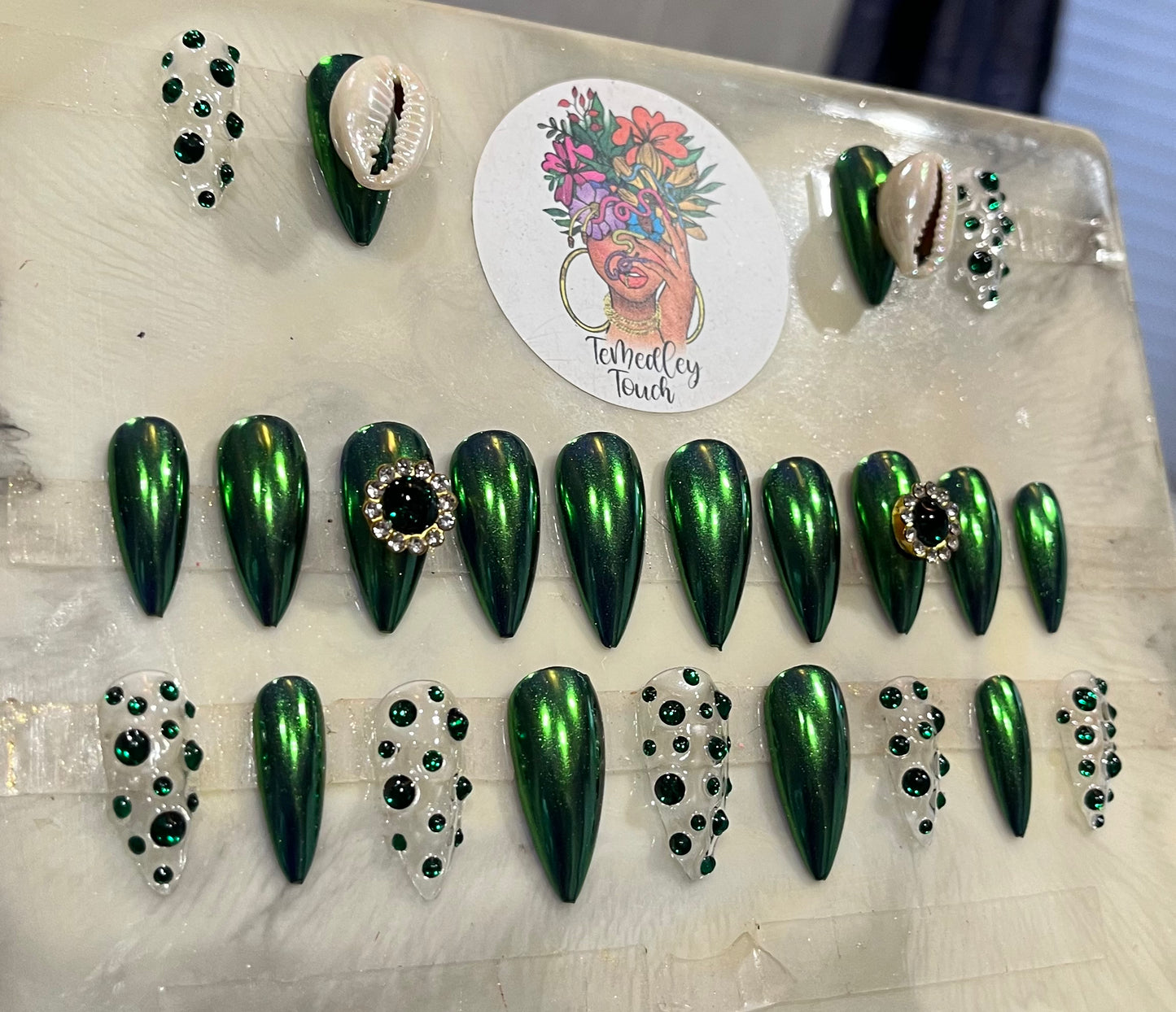 Green Chrome Spinner Nails