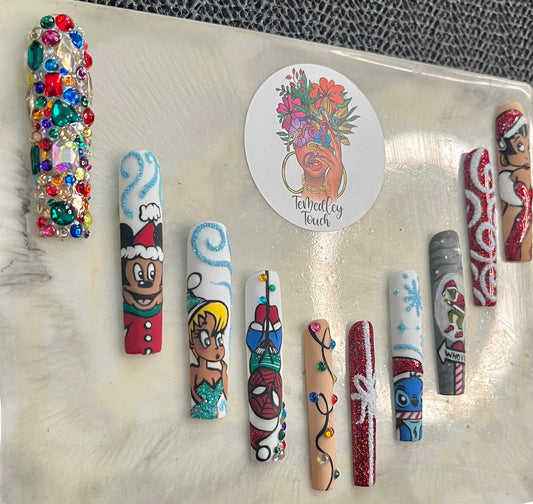 Christmas character press on nails