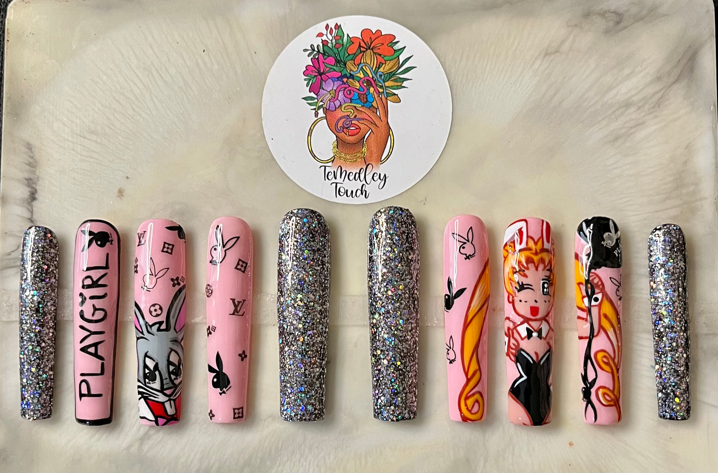 Bugs Bunny and Sailor Moon press on nails