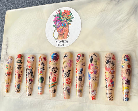 Nude Cartoon Sticker Nails