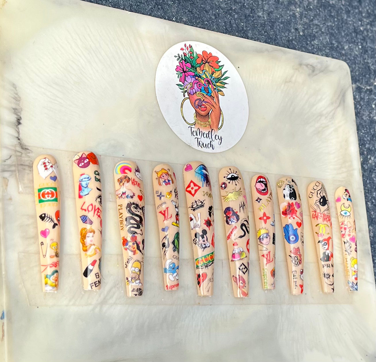 Nude Cartoon Sticker Nails