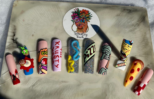 Krusty Krab Pizza Nails