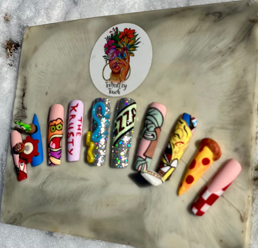 Krusty Krab Pizza Nails
