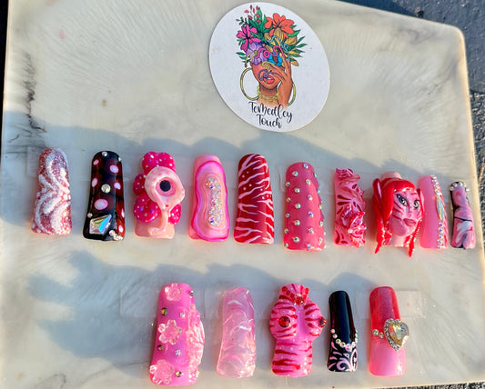 Pink Avatar Press On Nails