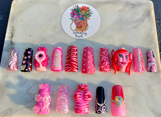 Pink Avatar Press On Nails