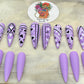Lavender heart bandana nails