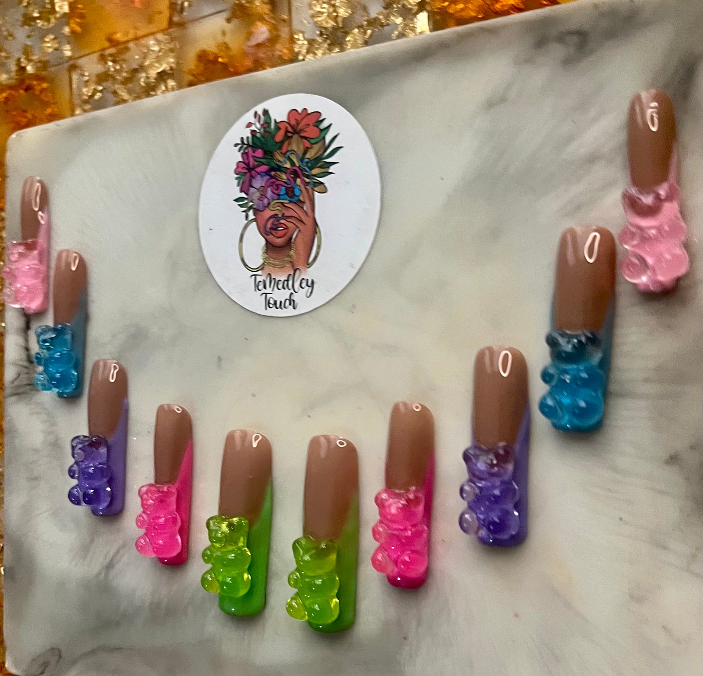 Glow Gummy Bear press on nails