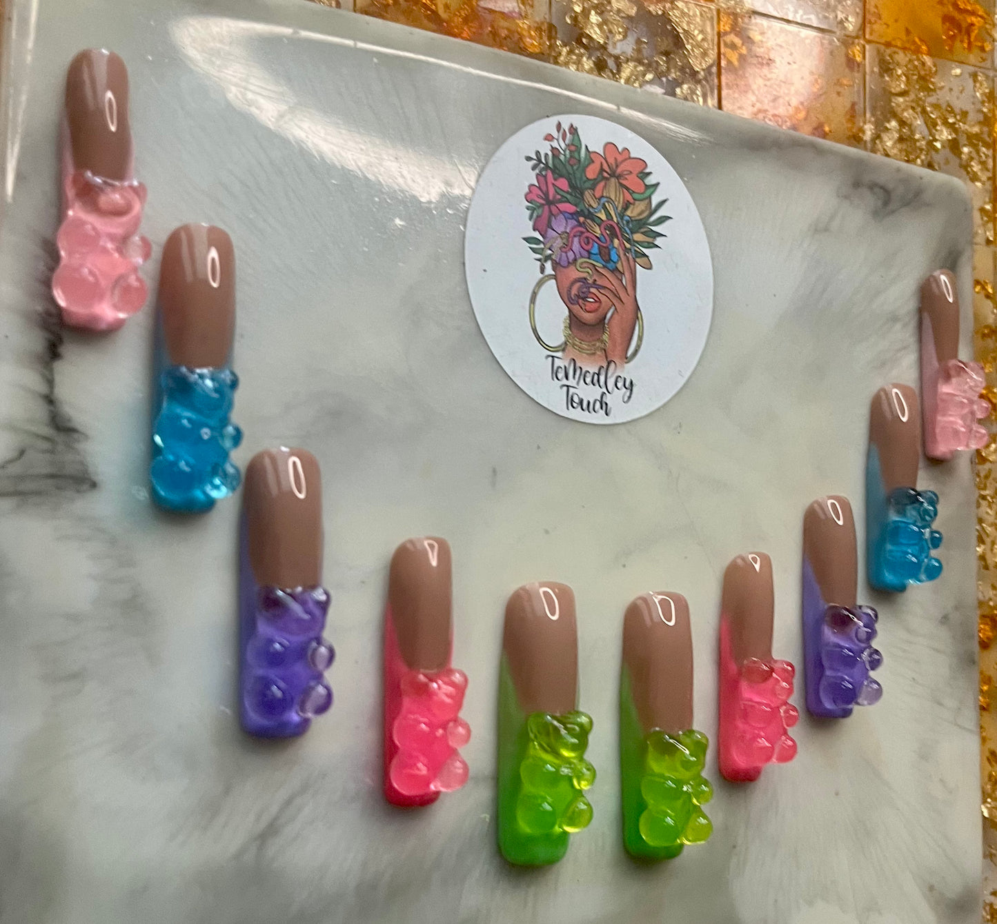 Glow Gummy Bear press on nails