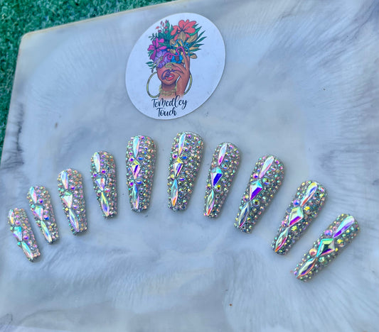 Short coffin bling press on nails