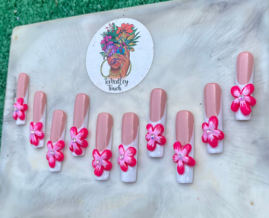 3D flower French press on nails