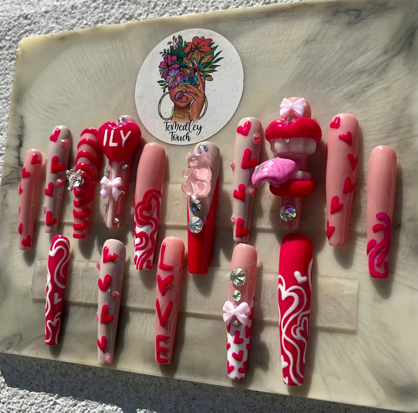 ILY Valentines Day Nails