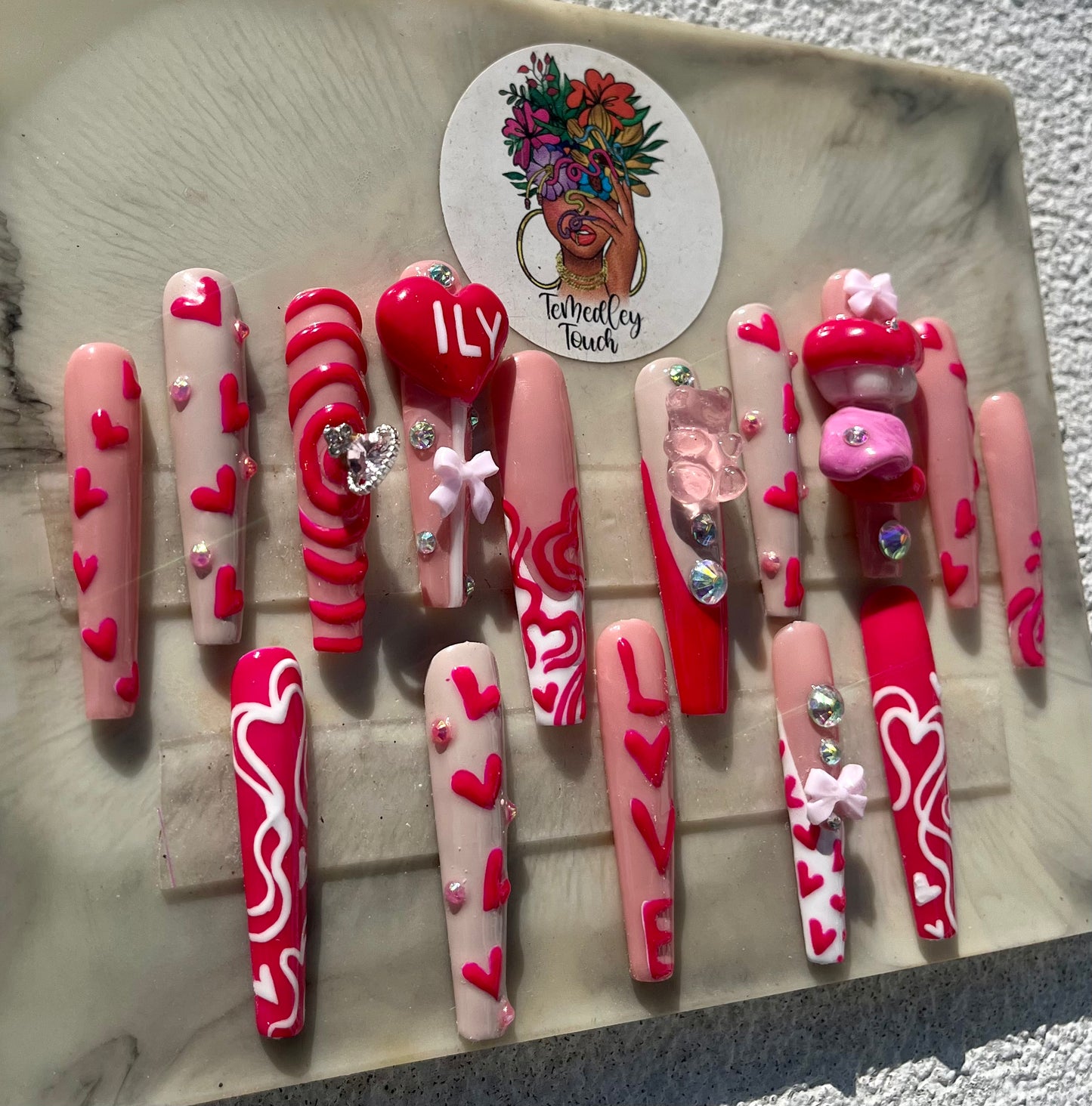 ILY Valentines Day Nails