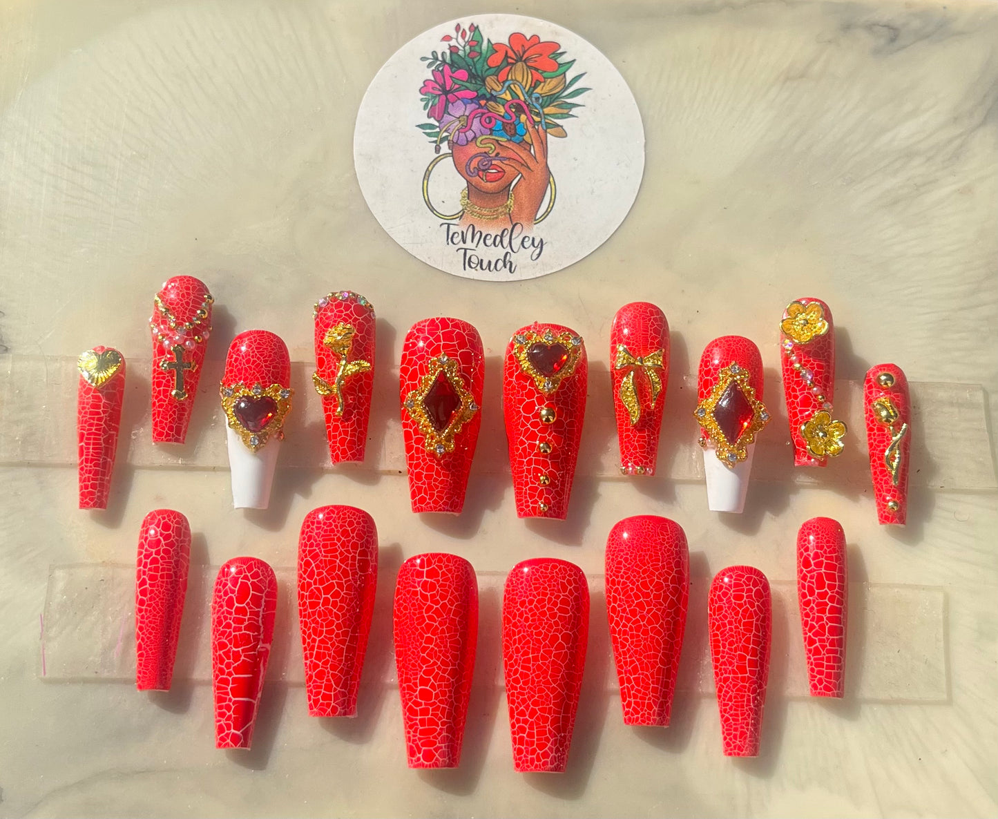 Red Crackle Valentine’s Day Nails