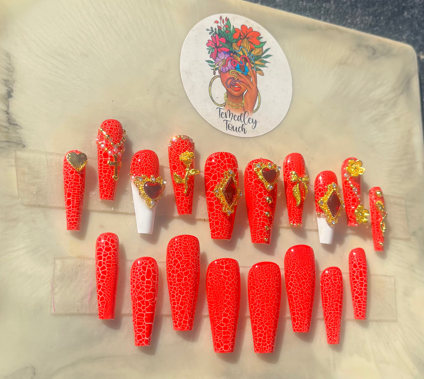 Red Crackle Valentine’s Day Nails