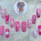 2XL curve Barbie press on nails