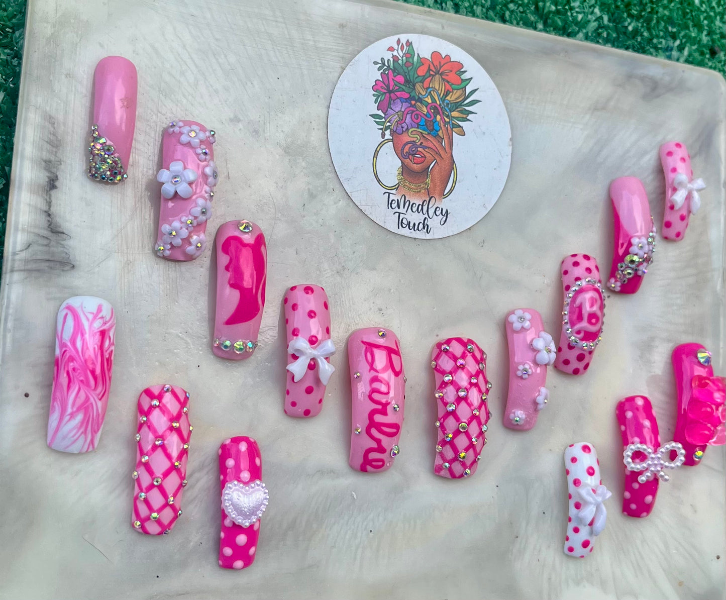 2XL curve Barbie press on nails