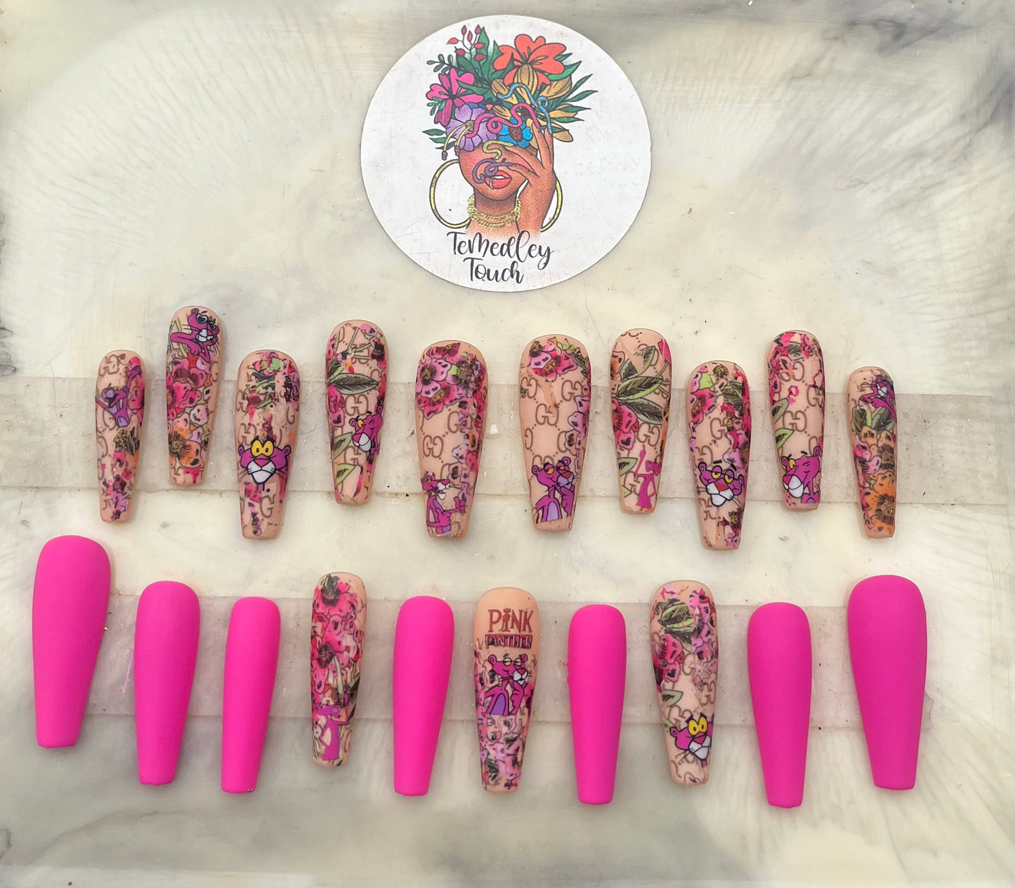 Pink Panther Gucci Nails
