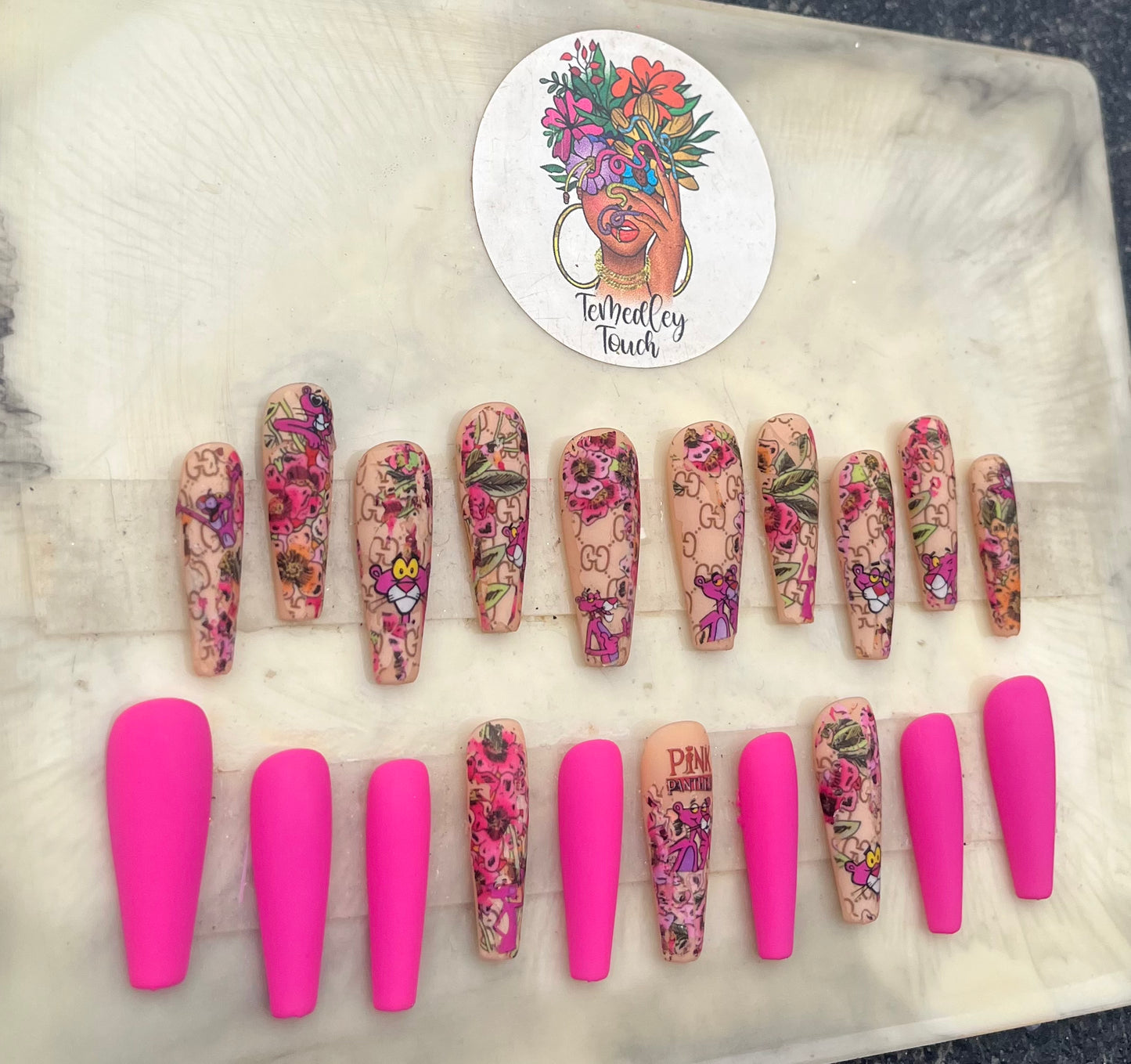 Pink Panther Gucci Nails