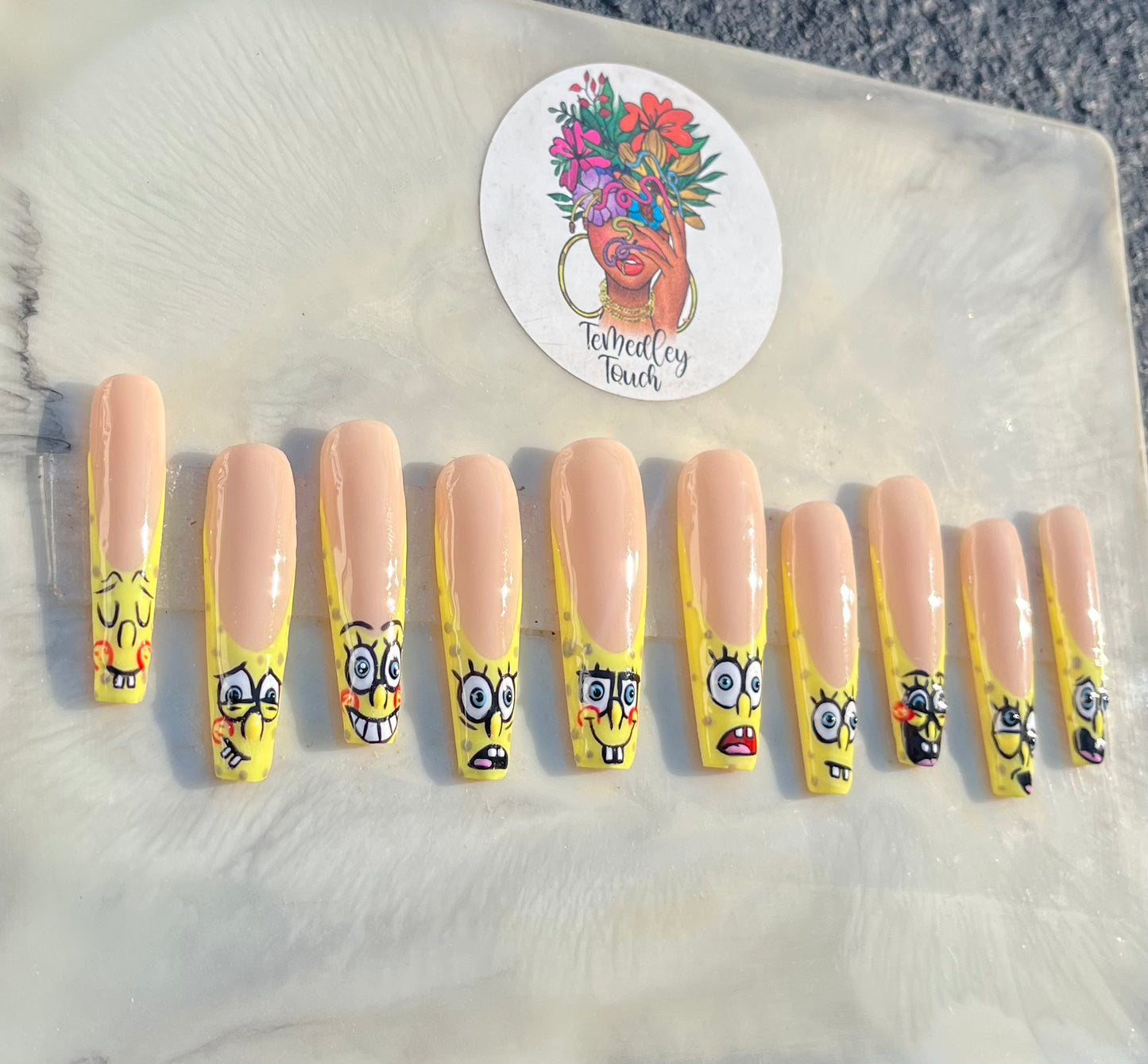 SpongeBob SquarePants French Tip Nails
