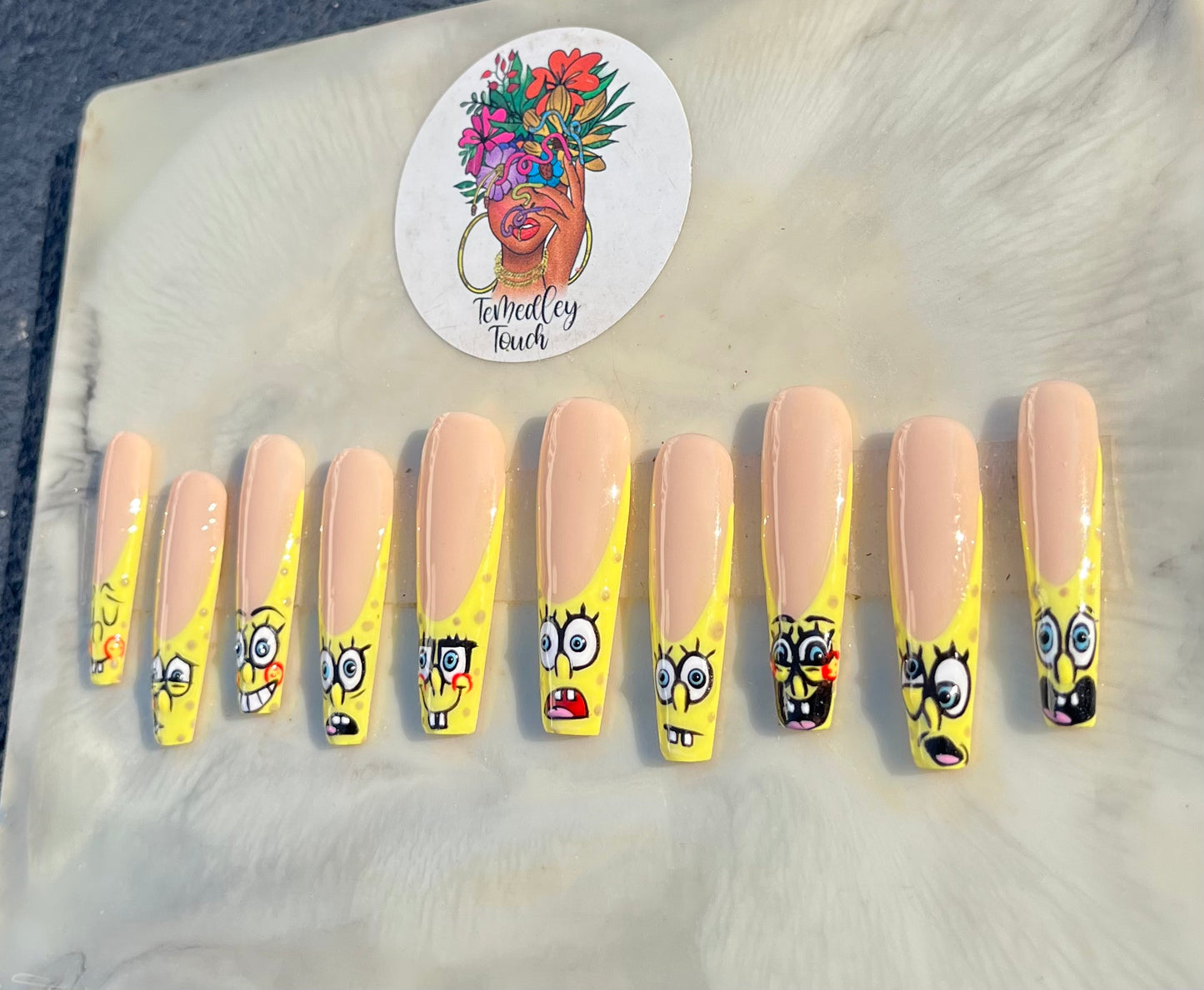 SpongeBob SquarePants French Tip Nails