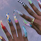 Abstract curve press on nails