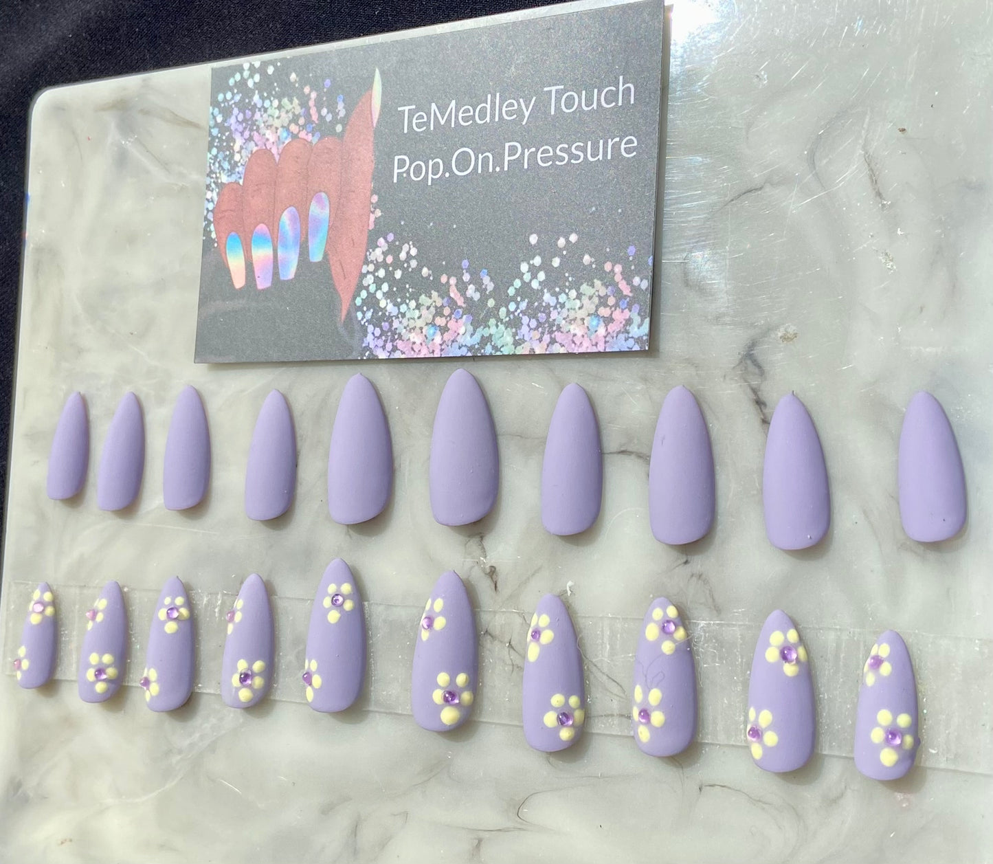 Lavender Matte flower press on nails