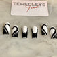 Black & white heart press on nails