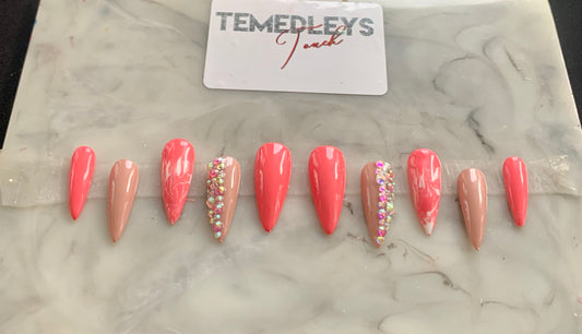 Pink stiletto press on nails