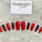 Red and Black press on nails