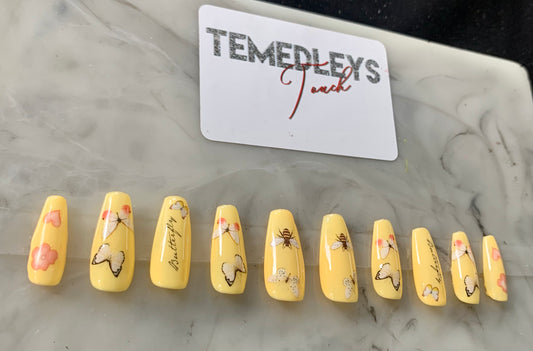 Ballerina butterfly press on nails