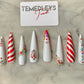 Candy Cane bling press on nails