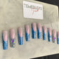 Blue bunny French tip press on nails