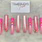 Hot pink bling press on nails
