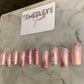 Pink chrome press on nails