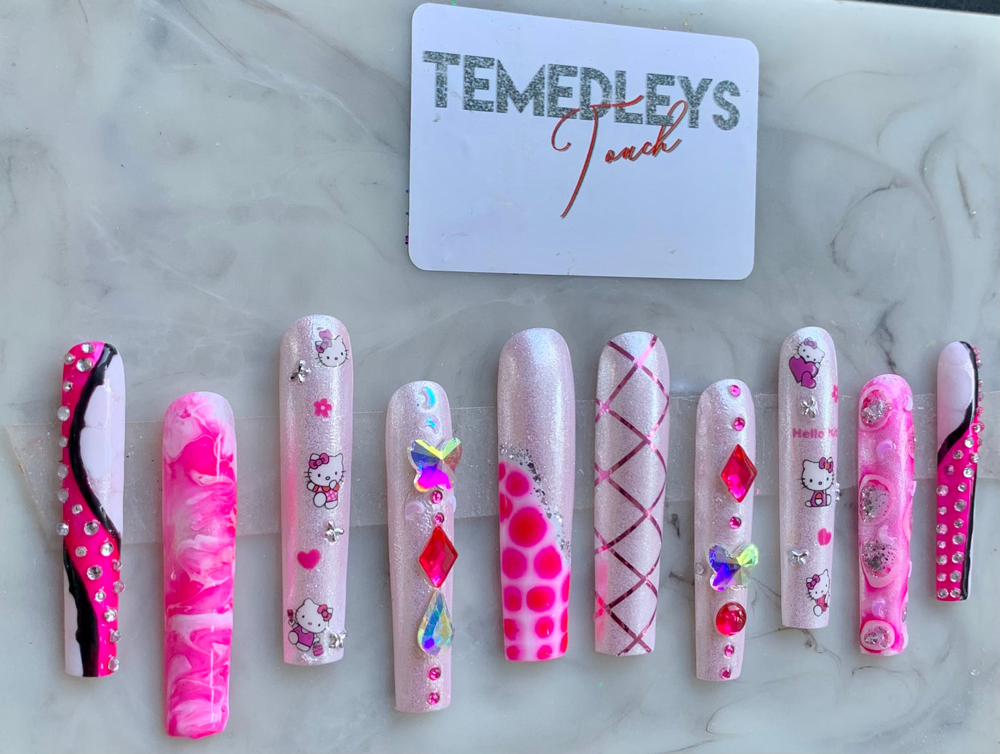 2XL Square Kitty Press On Nails