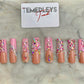 Pink bling birthday press on nails