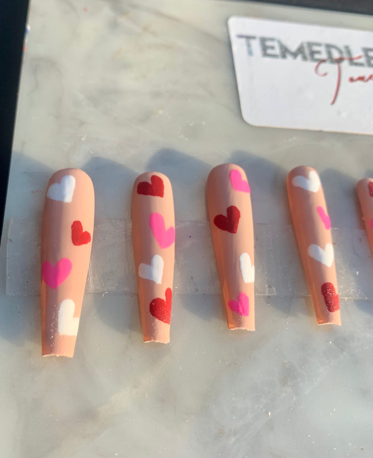 Heart press on nails