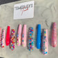 Pink and blue bling press on nails