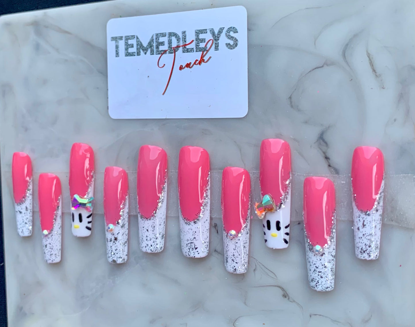 Hello Kitty French Tip press on nails