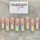 French Tip colorful eye press on nails