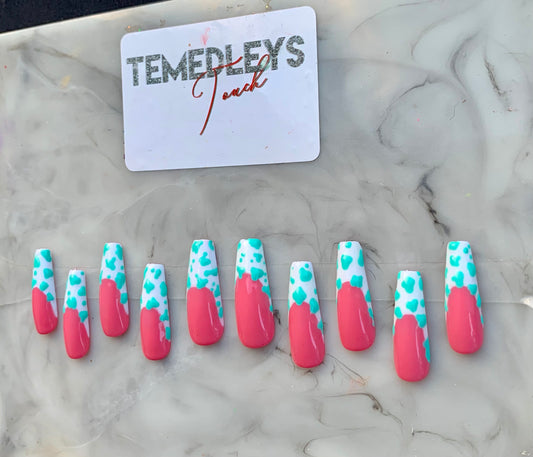 Cow print French tip press on nails