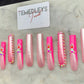 Hot pink bling press on nails