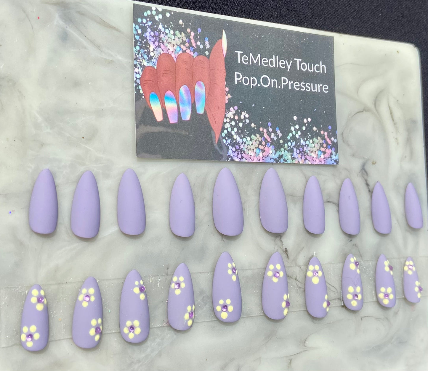 Lavender Matte flower press on nails