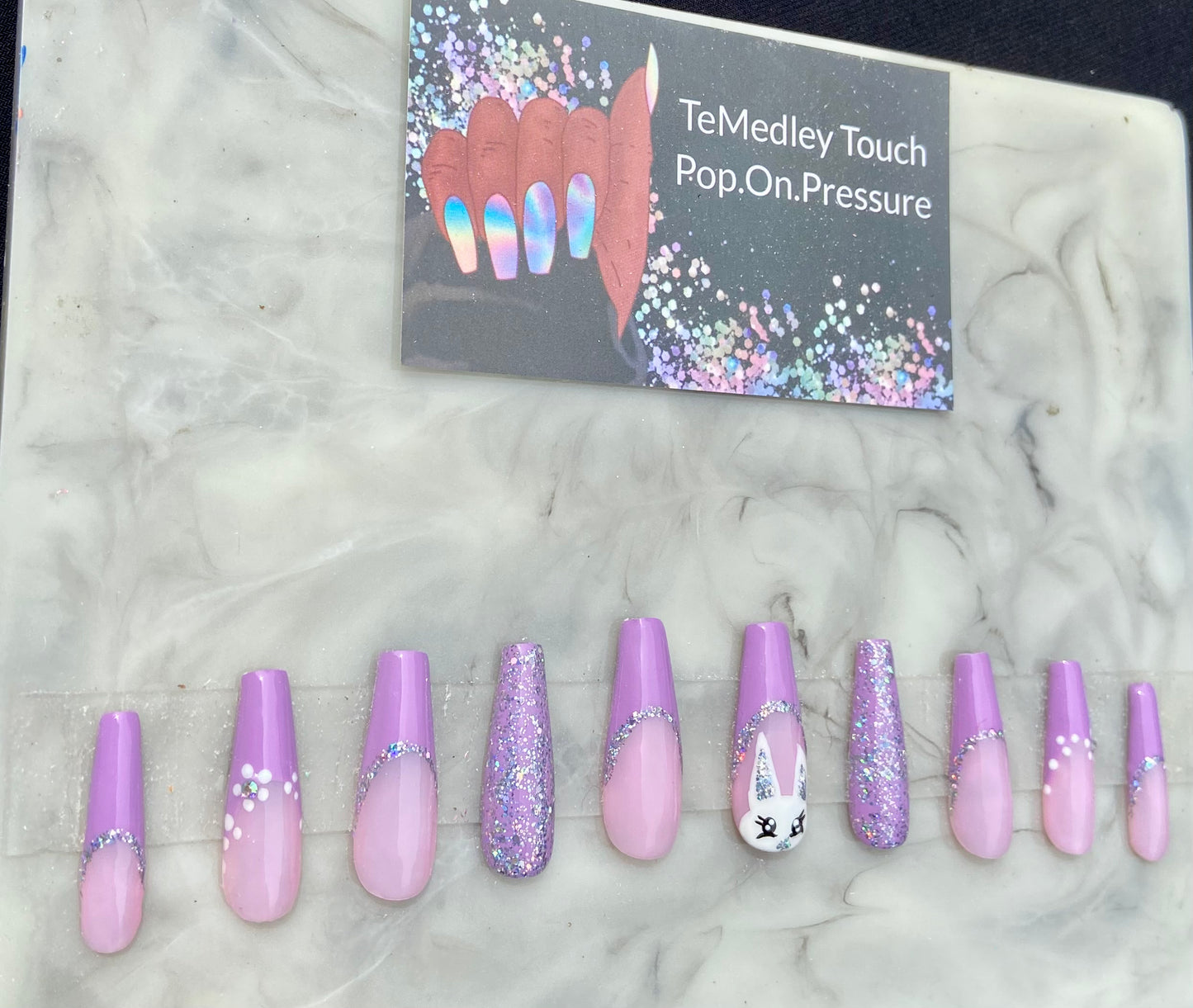Lavender bunny press on nails