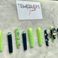 Lime green junk press on nails