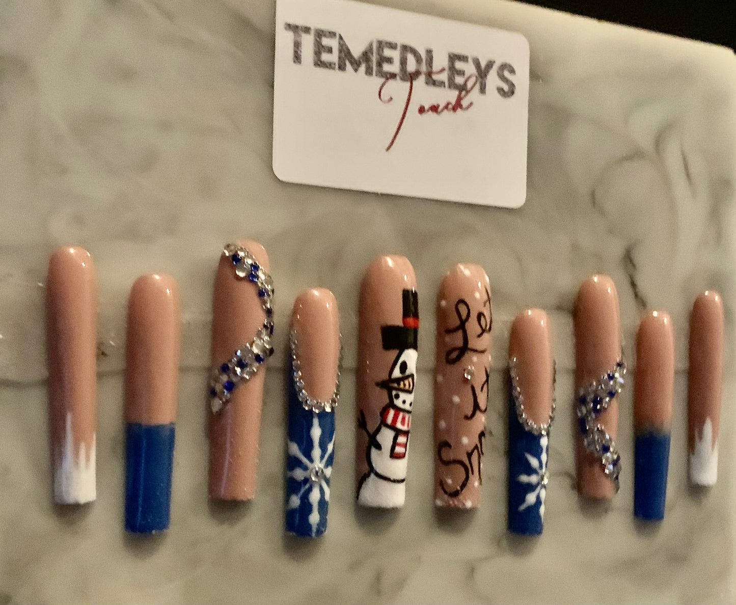 Snowman press on nails